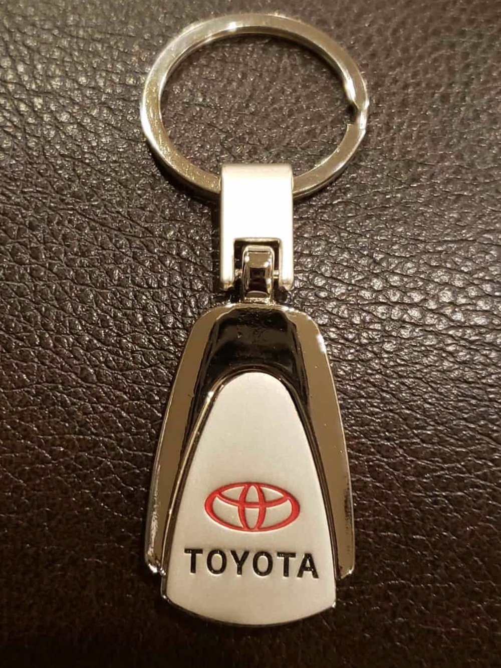 TOYOTA Champagne Silver, Red & Black Logo Keychain